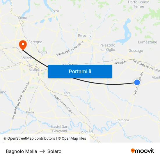 Bagnolo Mella to Solaro map