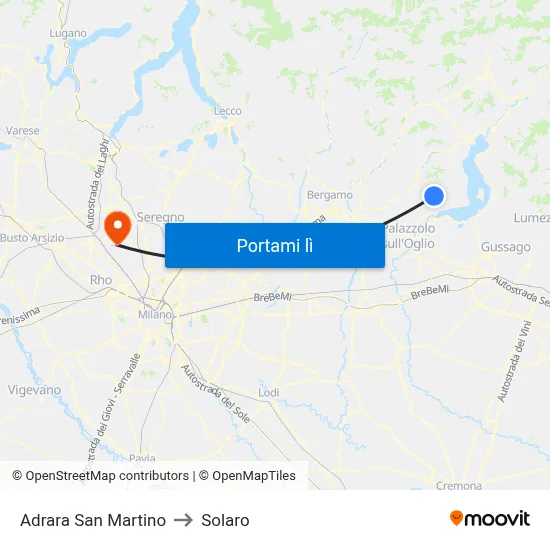 Adrara San Martino to Solaro map