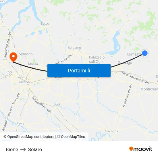 Bione to Solaro map