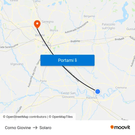 Corno Giovine to Solaro map