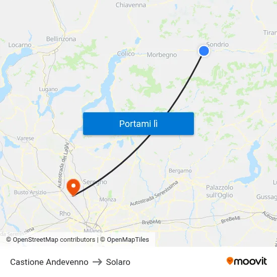 Castione Andevenno to Solaro map