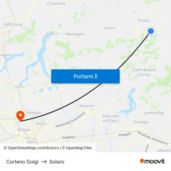 Corteno Golgi to Solaro map