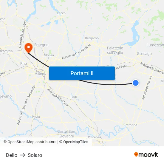 Dello to Solaro map
