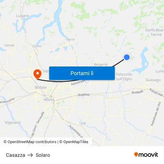 Casazza to Solaro map