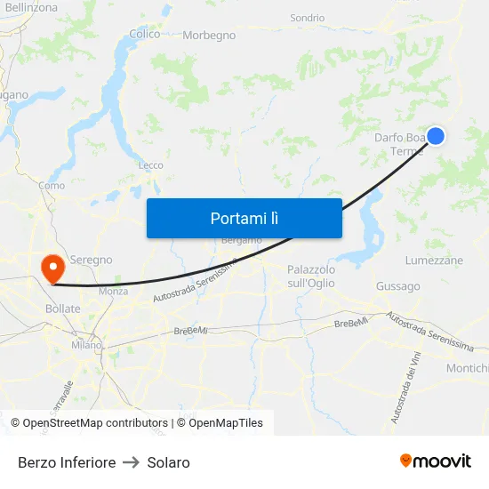 Berzo Inferiore to Solaro map