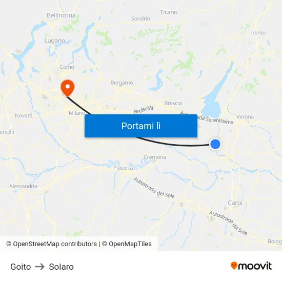 Goito to Solaro map