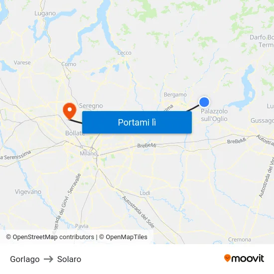 Gorlago to Solaro map