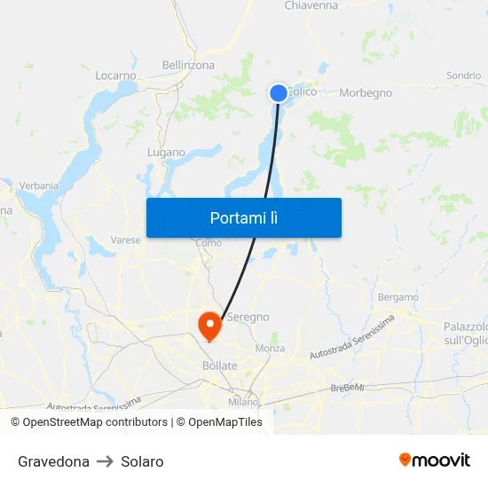 Gravedona to Solaro map