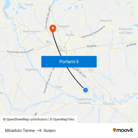 Miradolo Terme to Solaro map