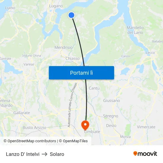 Lanzo D' Intelvi to Solaro map