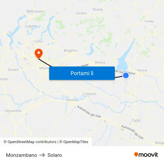 Monzambano to Solaro map
