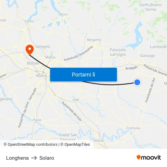 Longhena to Solaro map