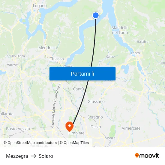 Mezzegra to Solaro map