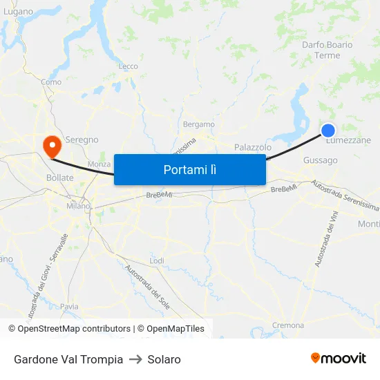 Gardone Val Trompia to Solaro map