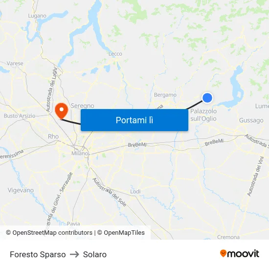 Foresto Sparso to Solaro map