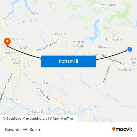 Gavardo to Solaro map