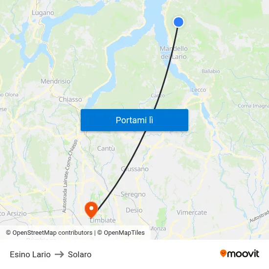 Esino Lario to Solaro map