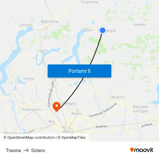 Traona to Solaro map