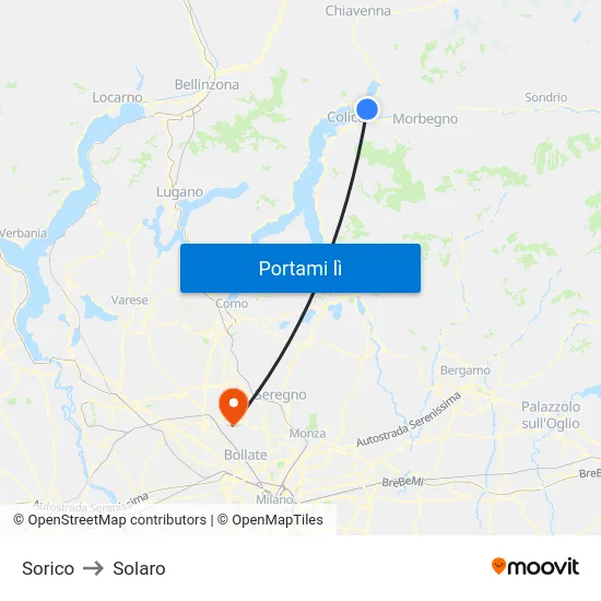 Sorico to Solaro map