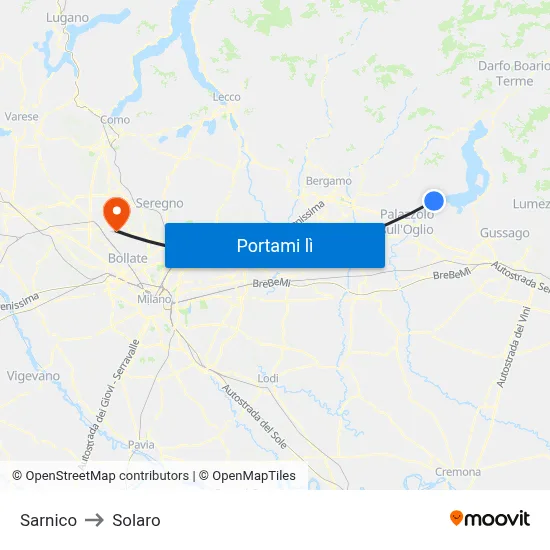 Sarnico to Solaro map