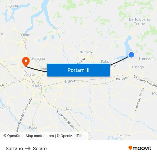 Sulzano to Solaro map