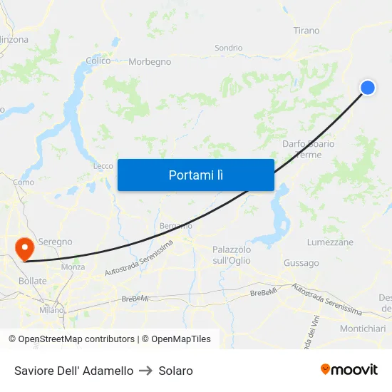 Saviore Dell' Adamello to Solaro map