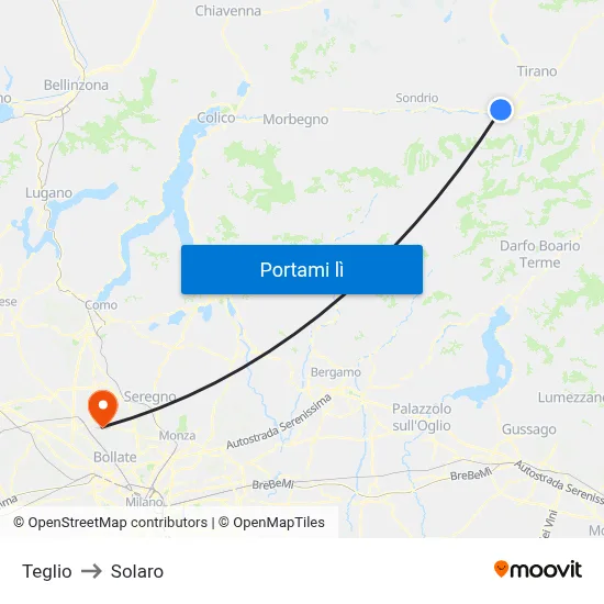 Teglio to Solaro map