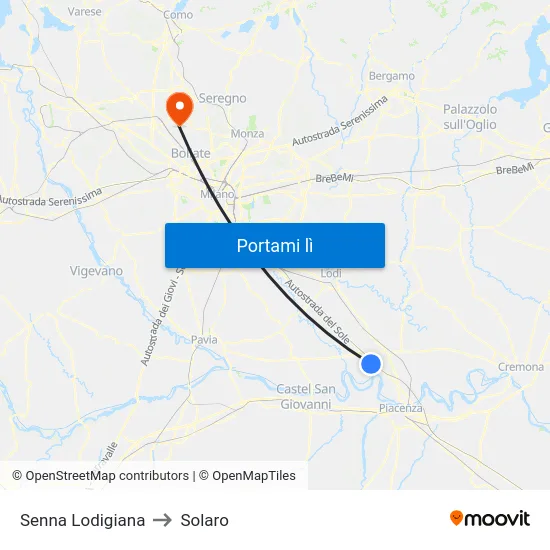 Senna Lodigiana to Solaro map