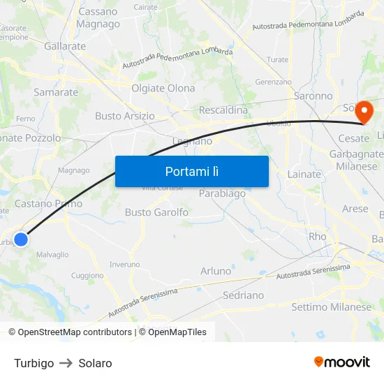 Turbigo to Solaro map