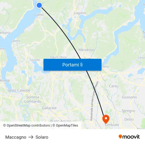 Maccagno to Solaro map