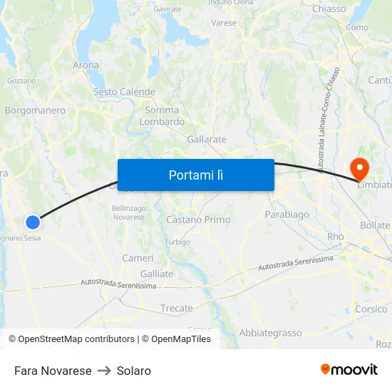 Fara Novarese to Solaro map