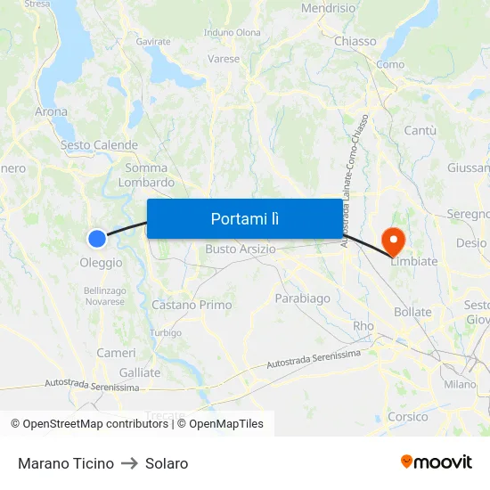 Marano Ticino to Solaro map