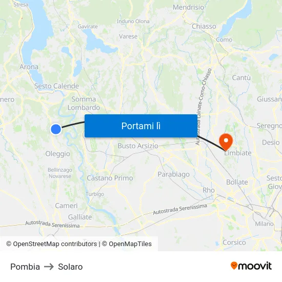 Pombia to Solaro map