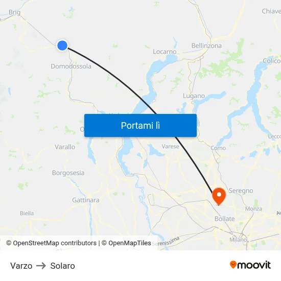 Varzo to Solaro map