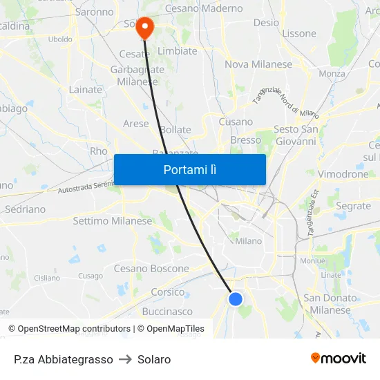 P.za Abbiategrasso to Solaro map
