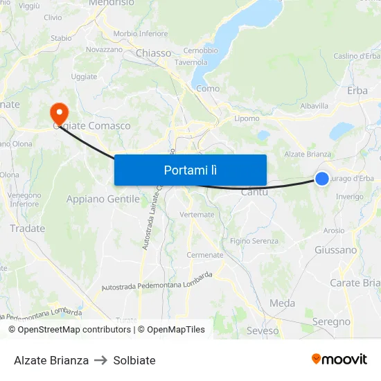 Alzate Brianza to Solbiate map