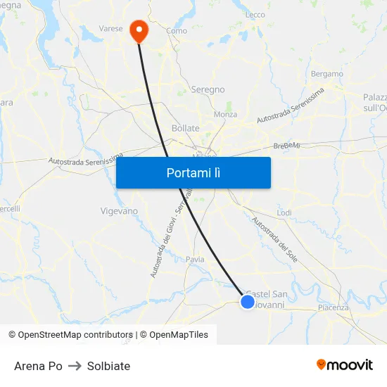Arena Po to Solbiate map