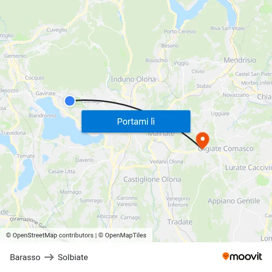 Barasso to Solbiate map