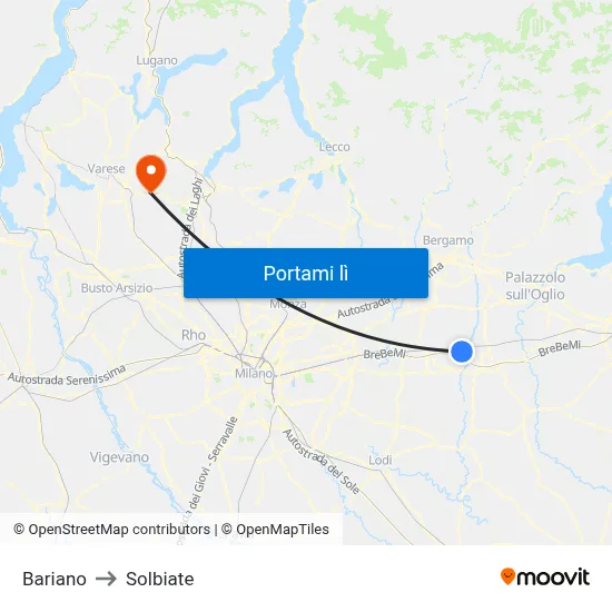 Bariano to Solbiate map
