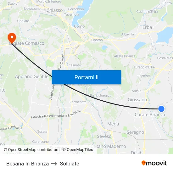 Besana In Brianza to Solbiate map