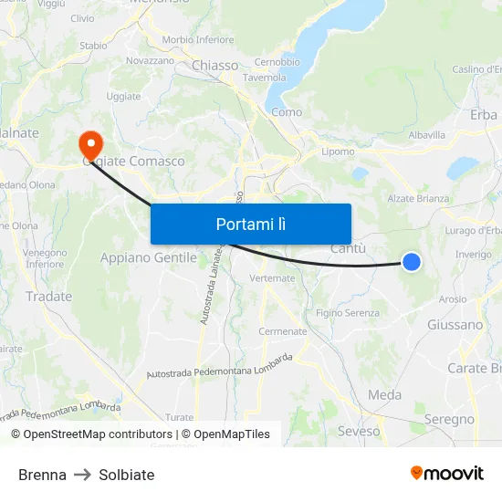 Brenna to Solbiate map