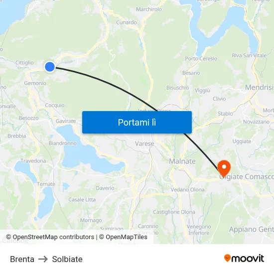 Brenta to Solbiate map