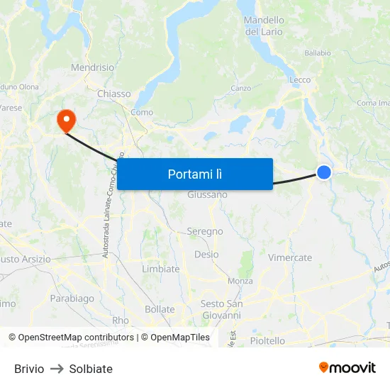 Brivio to Solbiate map