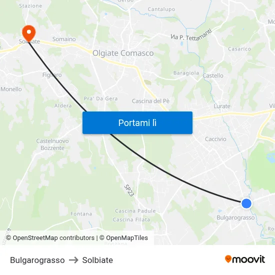 Bulgarograsso to Solbiate map