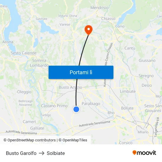 Busto Garolfo to Solbiate map