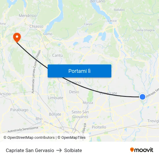 Capriate San Gervasio to Solbiate map