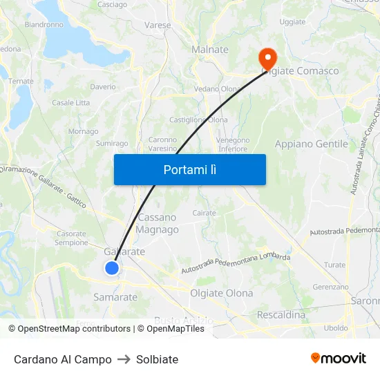 Cardano Al Campo to Solbiate map