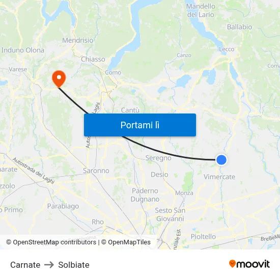 Carnate to Solbiate map