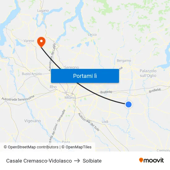 Casale Cremasco-Vidolasco to Solbiate map