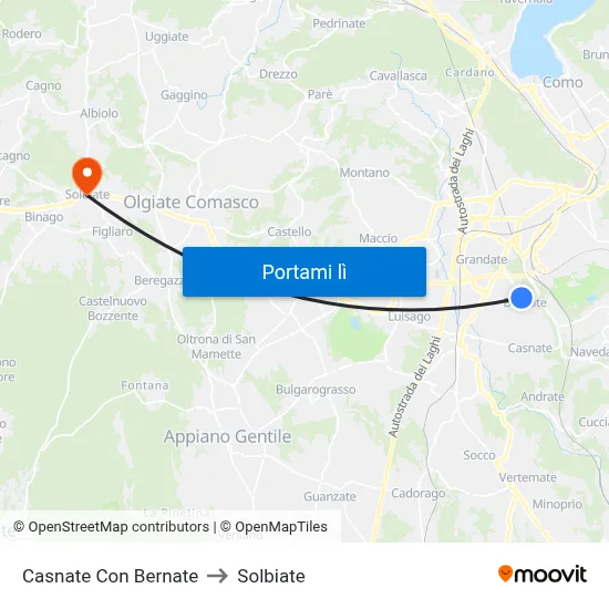 Casnate Con Bernate to Solbiate map
